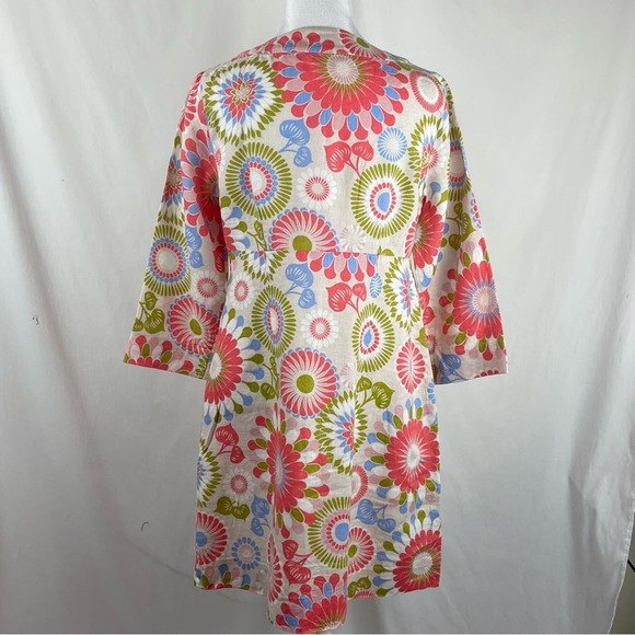 Boden  Orange Lime And Cream Floral 100% Linen CottageCore Dress NWOT - Picture 5 of 12